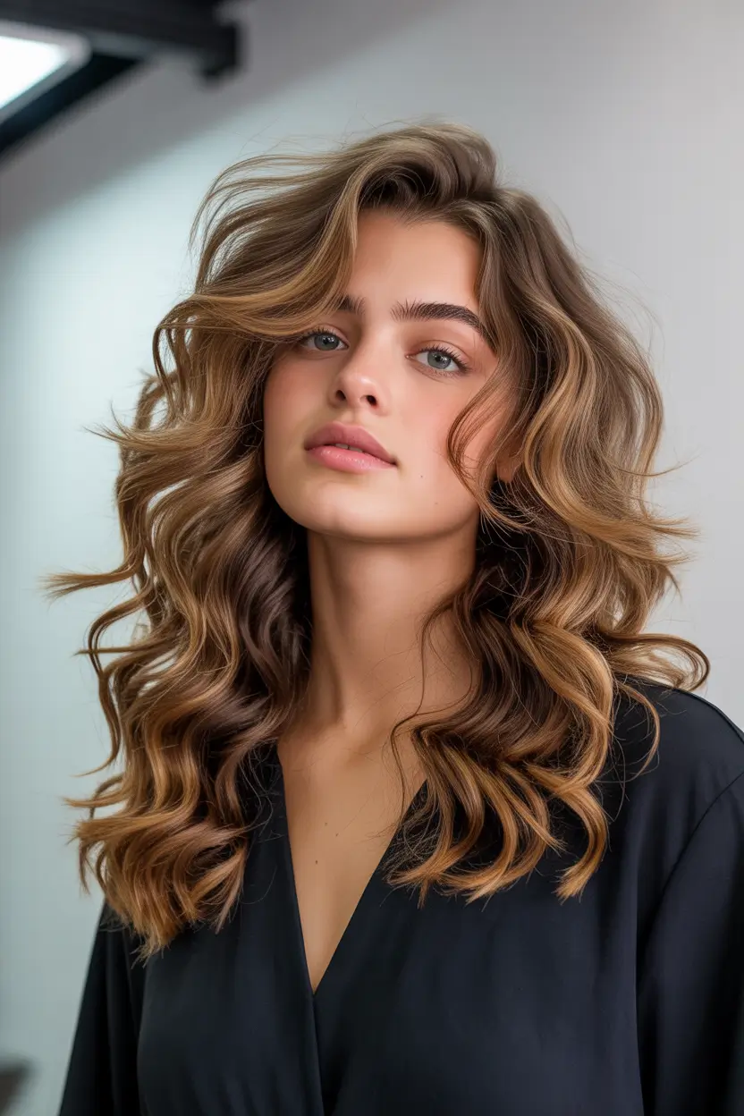 spring brown hair color 2026 light brown volume waves with fresh spring brightness