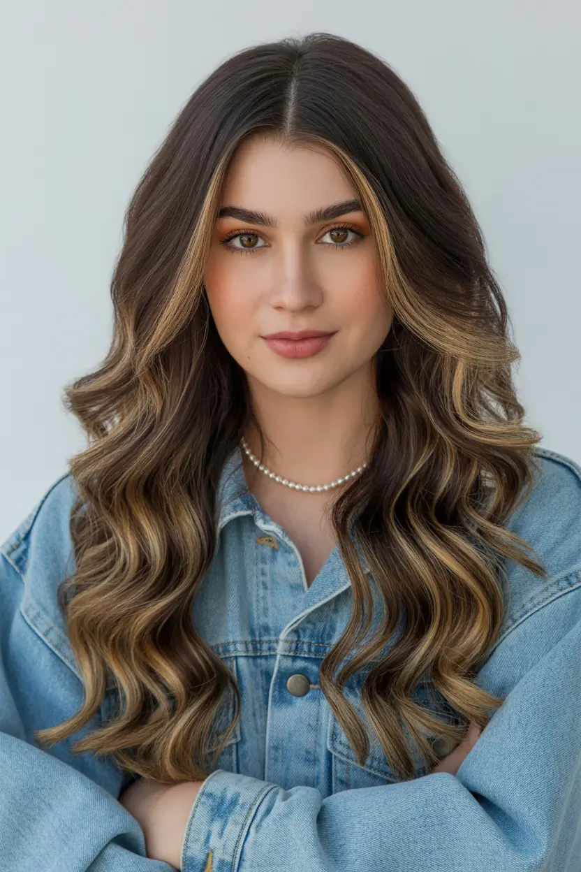popular spring hair color trends 2026 Natural brunette with sunlit ribbons