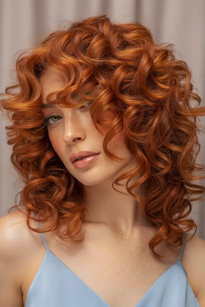 popular spring hair color trends 2026 Curly copper with vintage softness