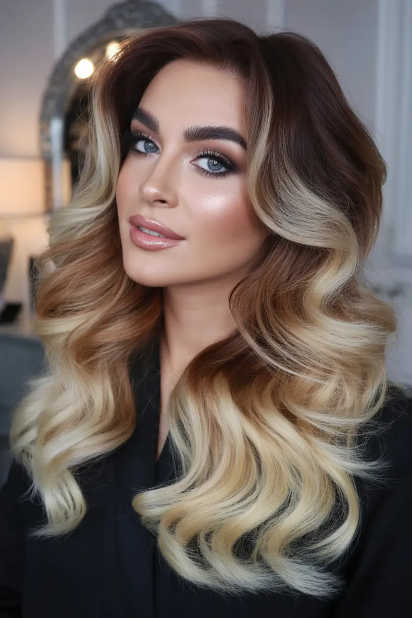 popular spring hair color trends 2026 Soft ombre brunette with creamy blonde melt
