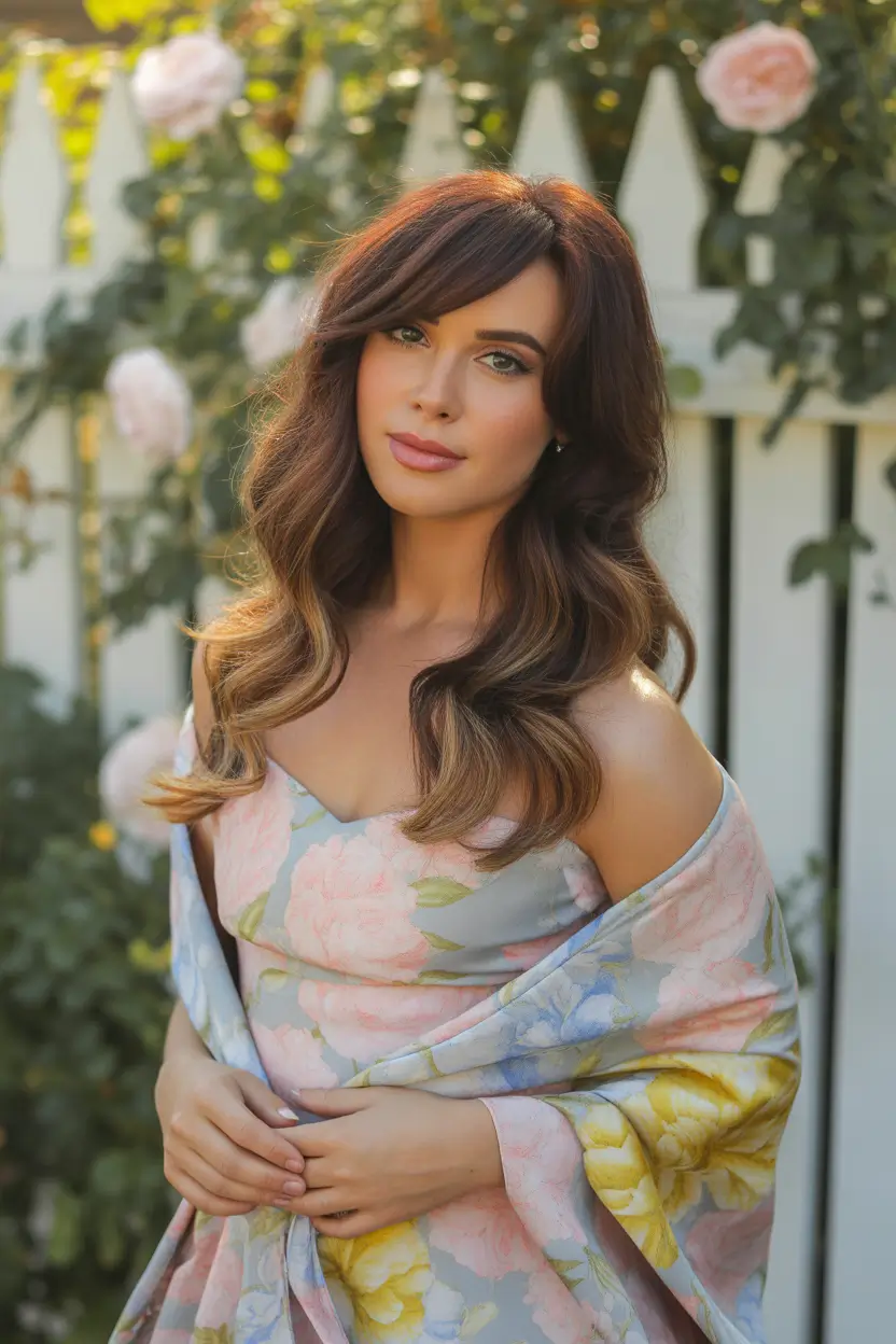 soft spring bangs hairstyle 2026 side swept soft waves for garden evenings 14