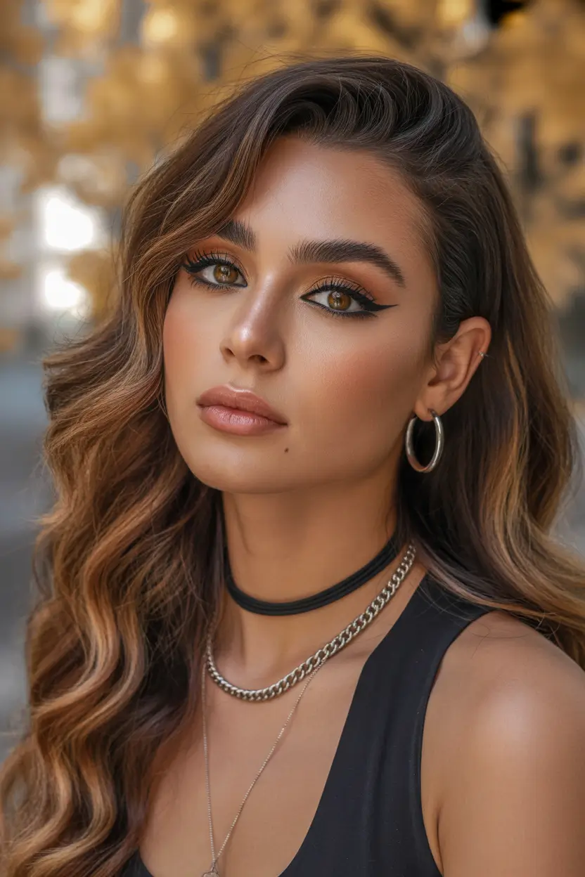 soft spring bangs hairstyle 2026 side swept glam waves with subtle fringe blend 16