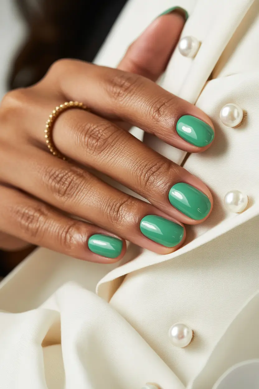 spring nails ideas 2026 Glossy Emerald Square Confidence