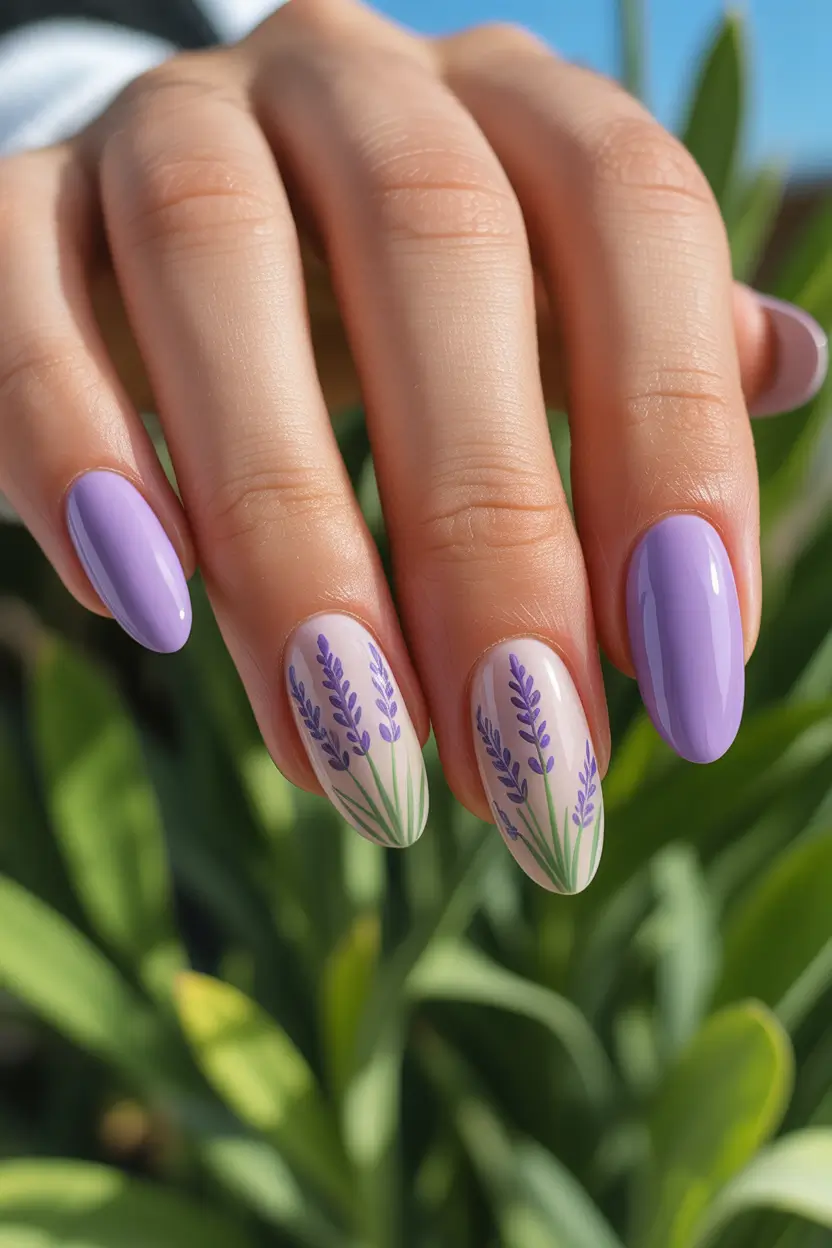 spring nails ideas 2026 Lavender Botanical Gloss
