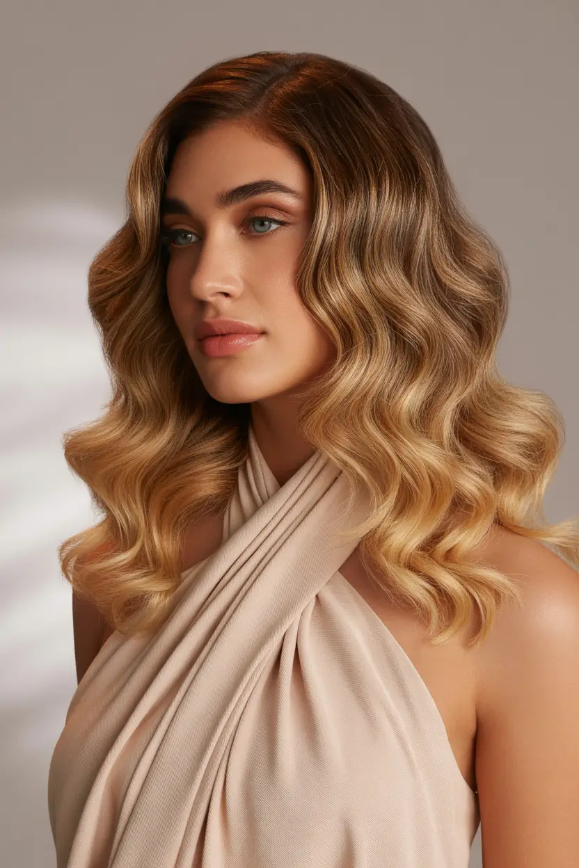 stylish spring balayage hair color ideas 2026 golden honey balayage with sculpted volume