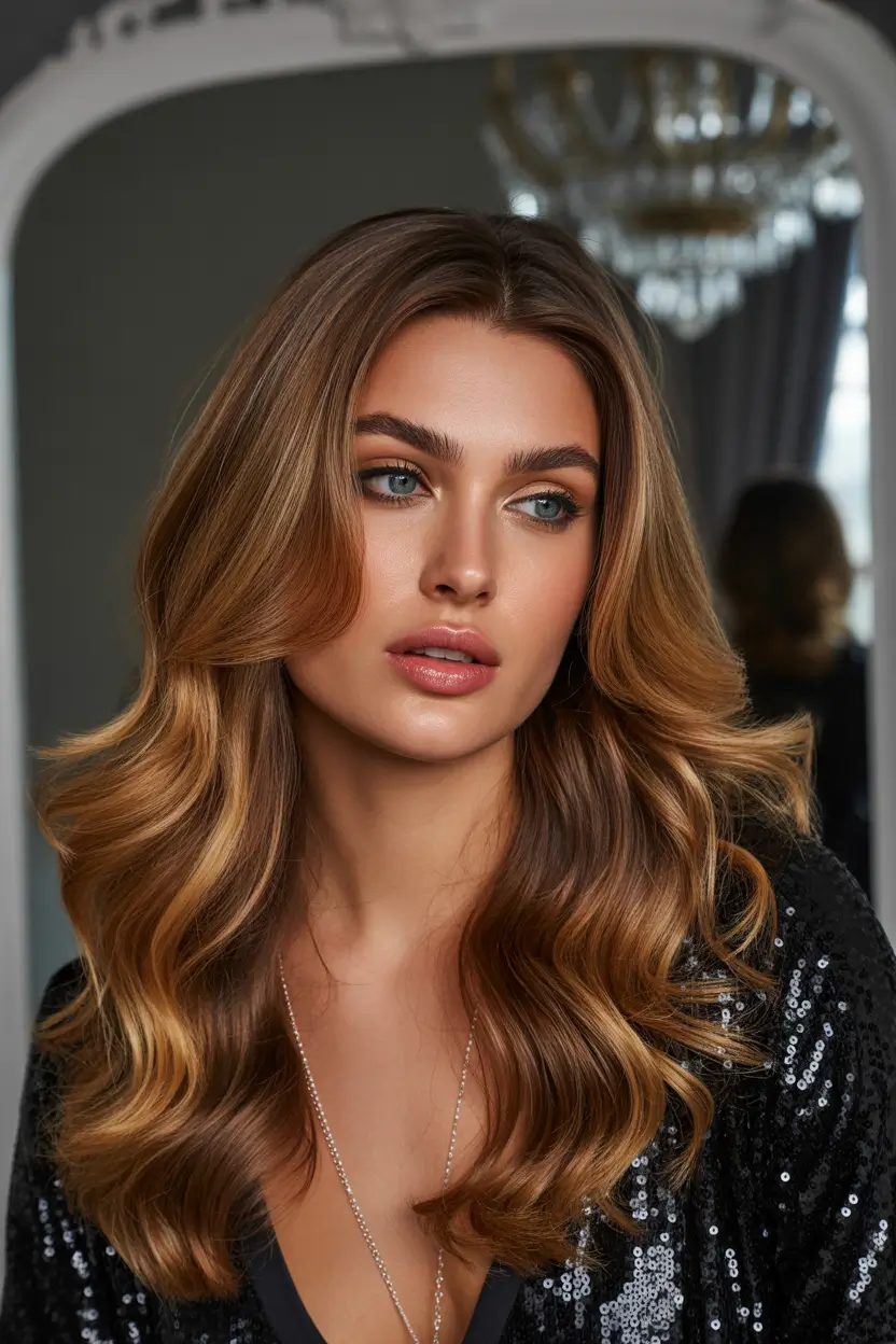 stylish spring balayage hair color ideas 2026 deep espresso melt with golden dimension 7