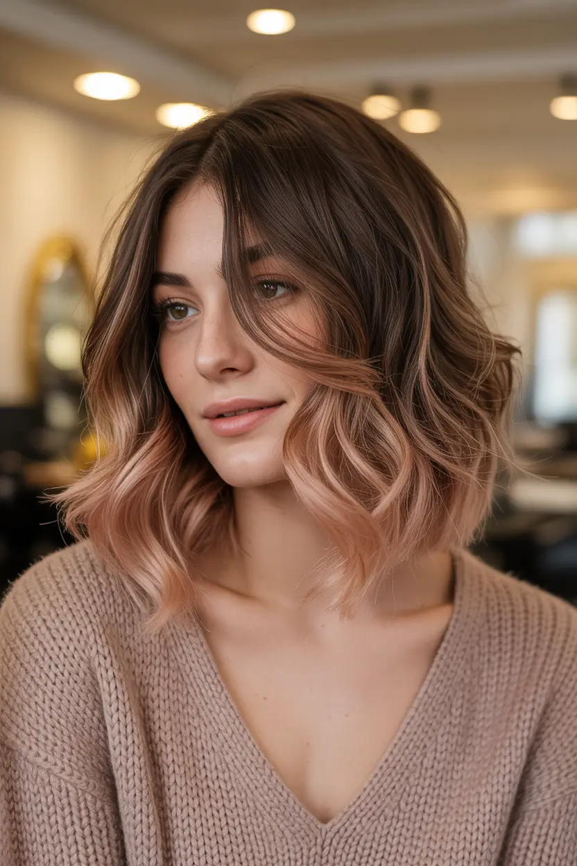spring brunette hair color 2026 soft rose brunette