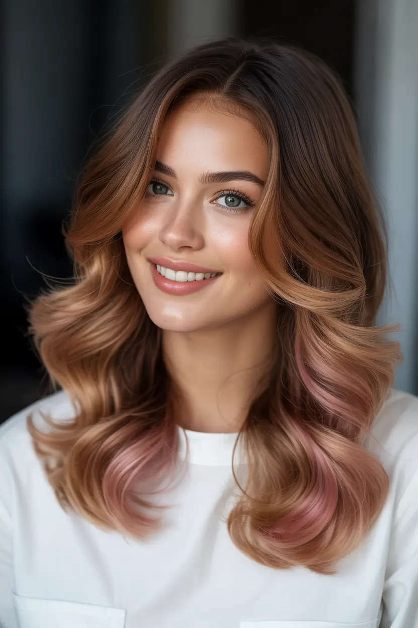 spring brunette hair color red copper ends