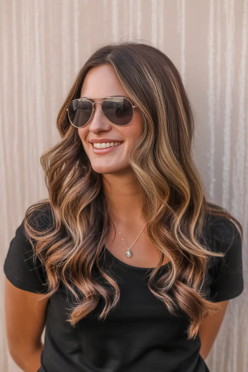 spring brunette hair color balayage pale skin highlights