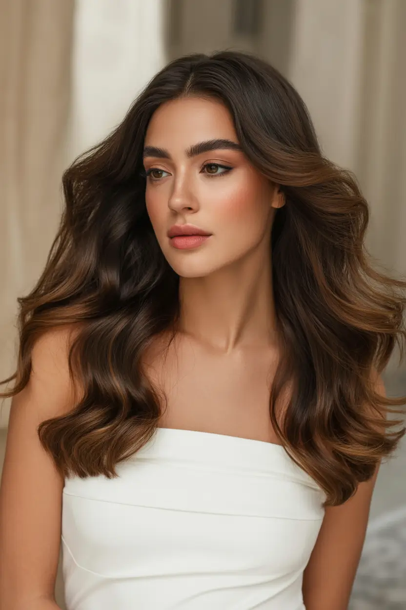 spring brunette hair color medium length waves