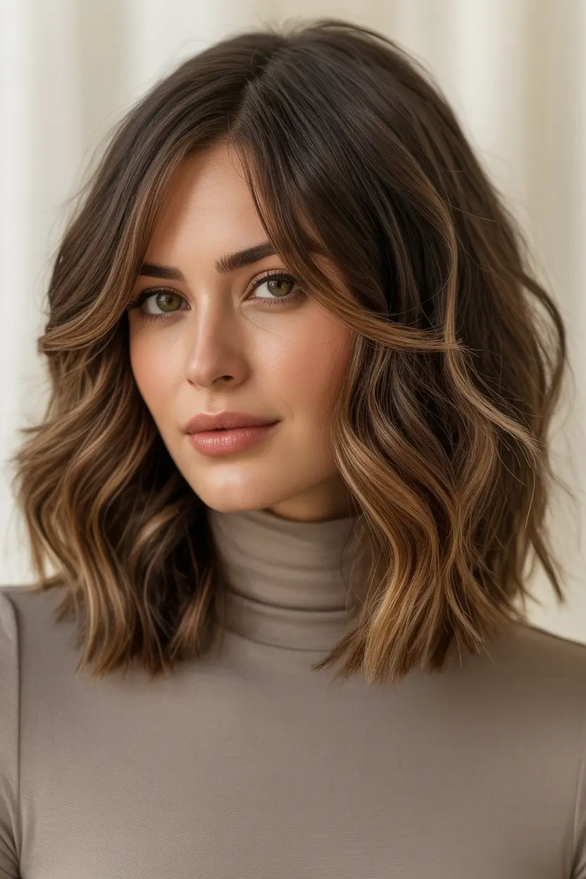 spring brunette hair color short bob with bangs