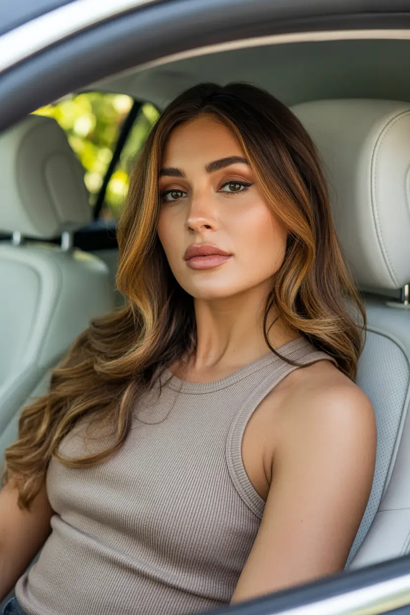 spring brunette hair color copper red undertones