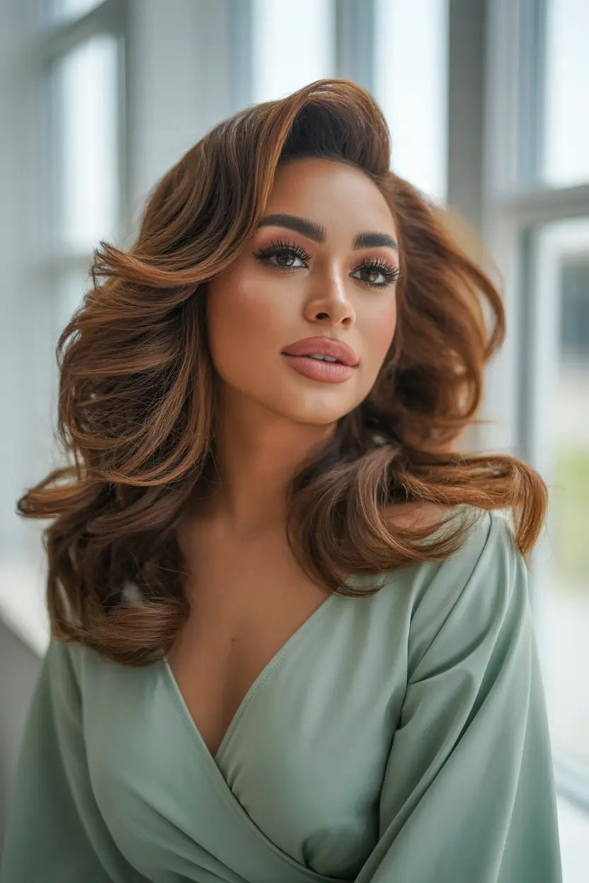 stylish spring hair color warm skin tone rich walnut blowout 16