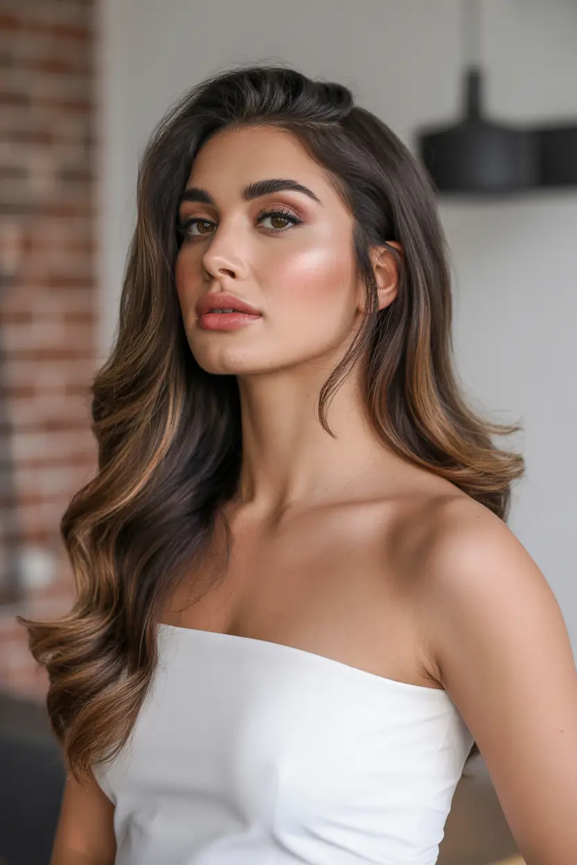 stylish spring hair color warm skin tone soft cocoa caramel waves 20