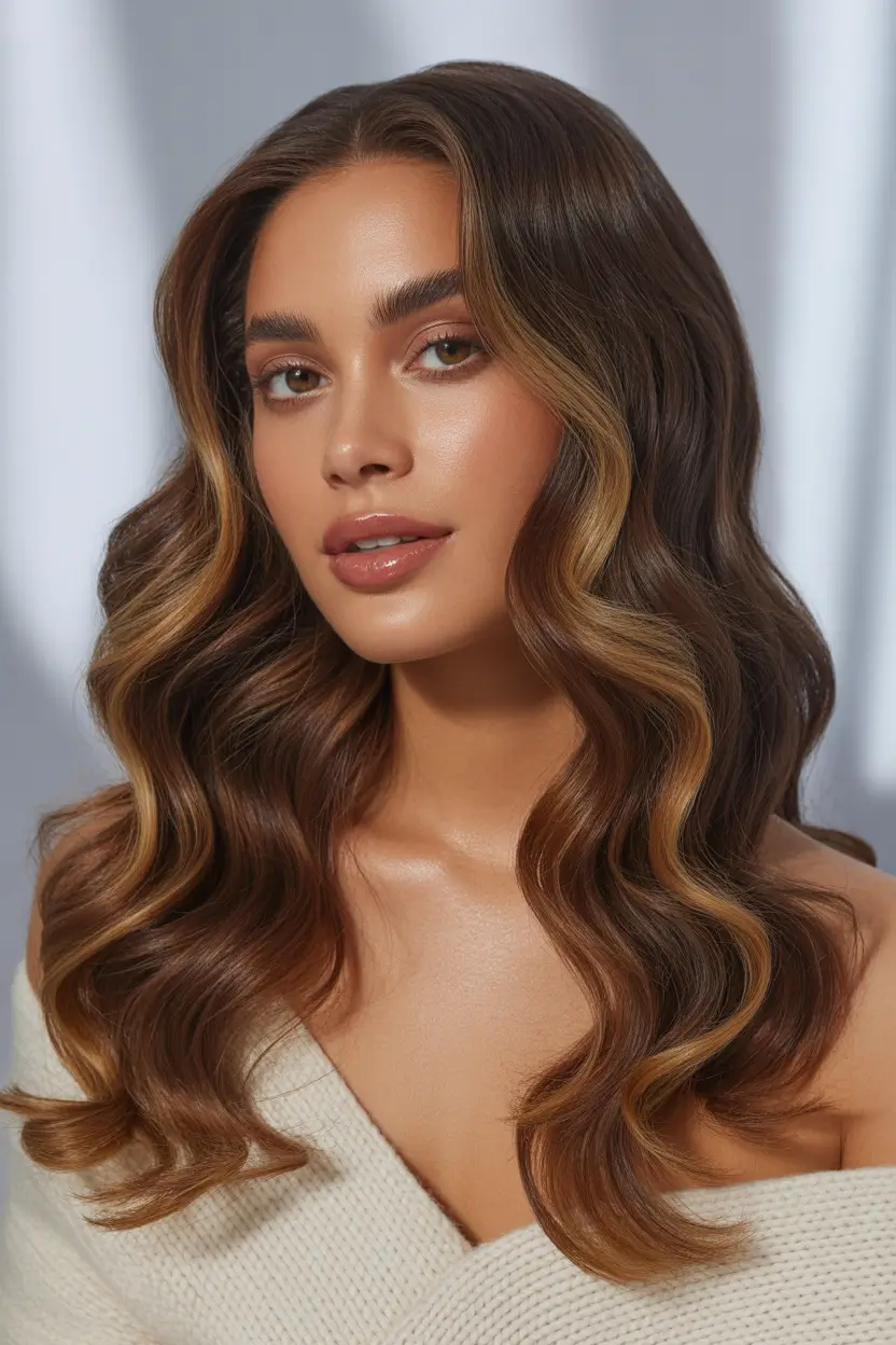 spring hair color warm skin tone warm cocoa with buttery highlights