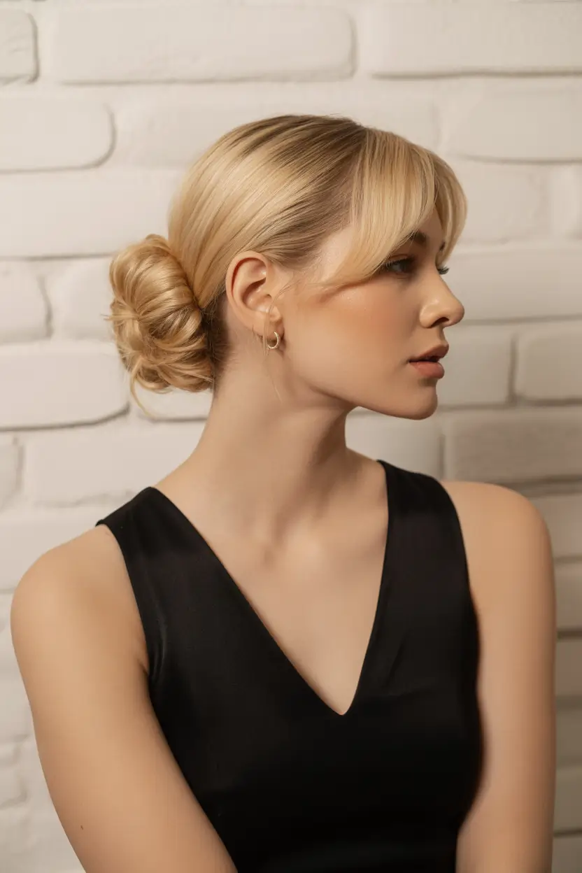 stylish spring hairstyle for medium length hair 2026 Soft Blonde Low Knot With Clean Minimal Finish 19