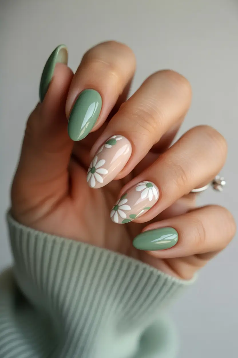 stylish spring nail colors 2026 sage and daisy neutral refresh 20