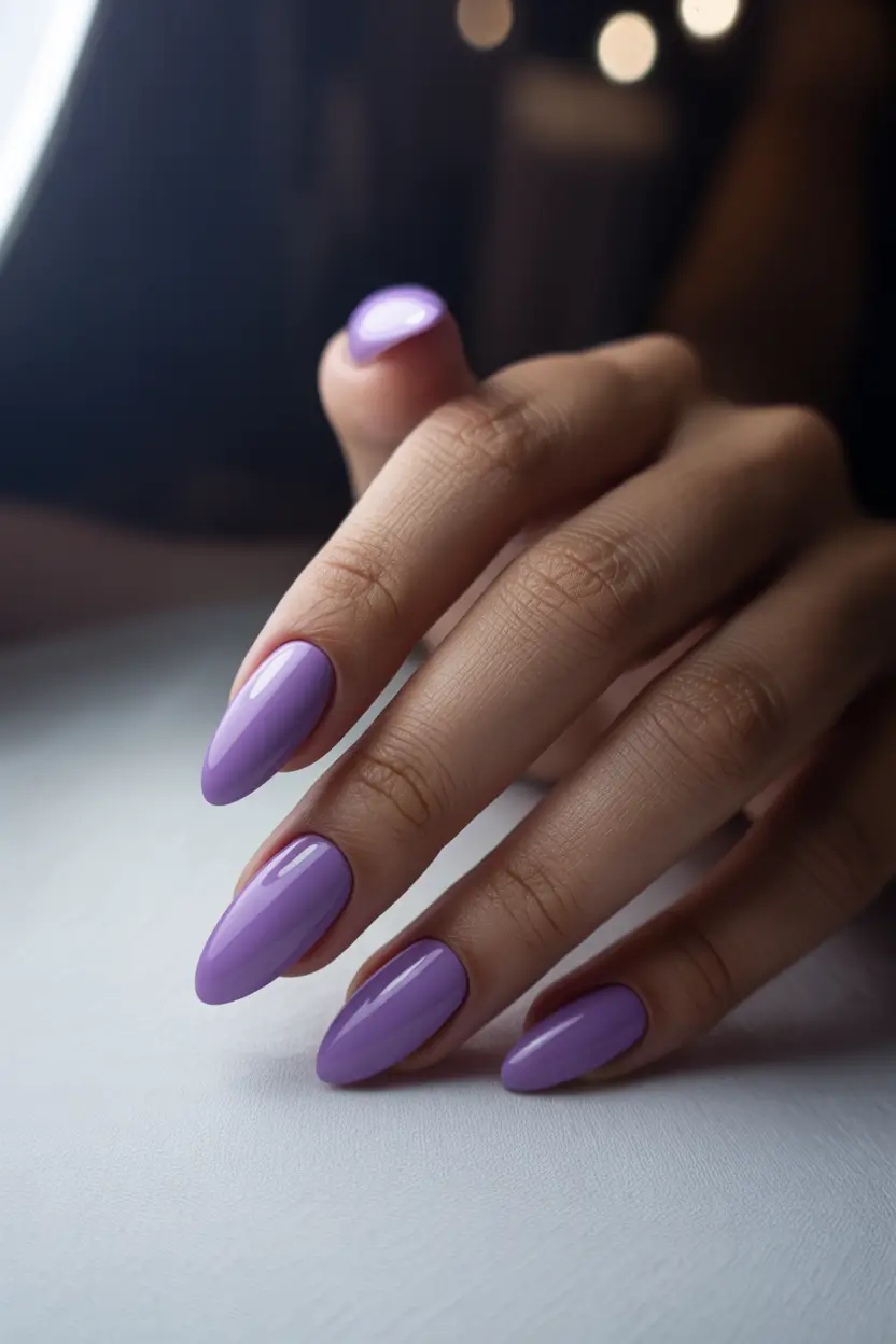 stylish spring nail inspo 2026 Glossy Lilac Minimal 15