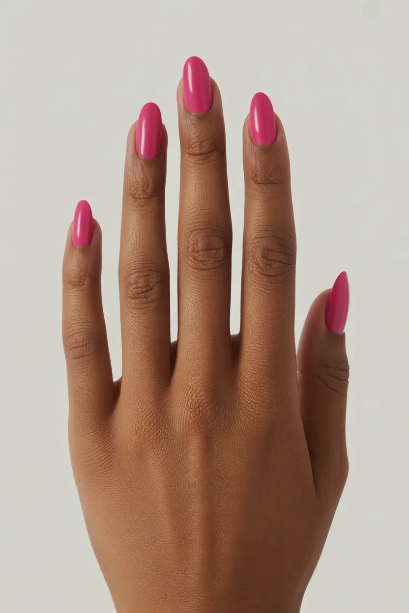 stylish spring nail inspo 2026 Hot Pink Gloss Almond Bold 20