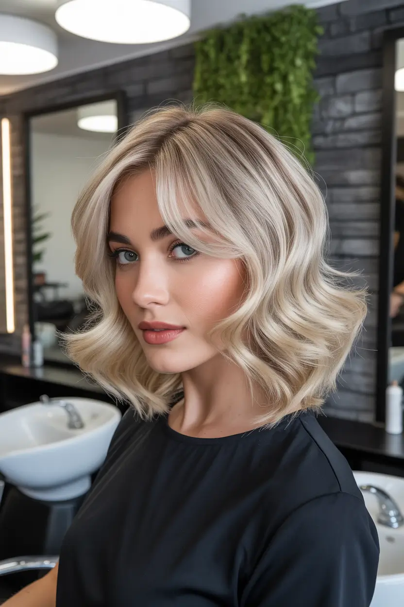 stylish spring short hairstyles 2026 Layered Blonde Bob With Curtain Texture 8