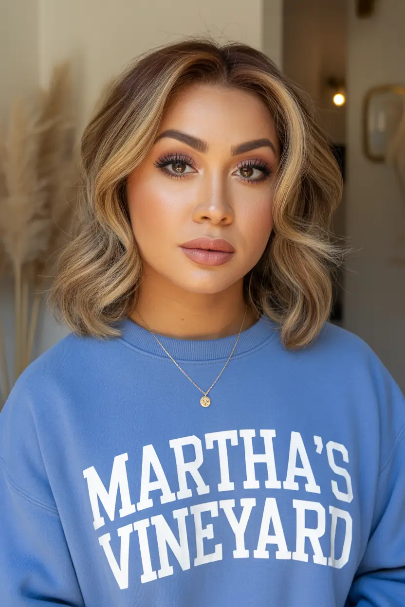 stylish spring short hairstyles 2026 Soft Bronde Waves With Dimensional Glow 9