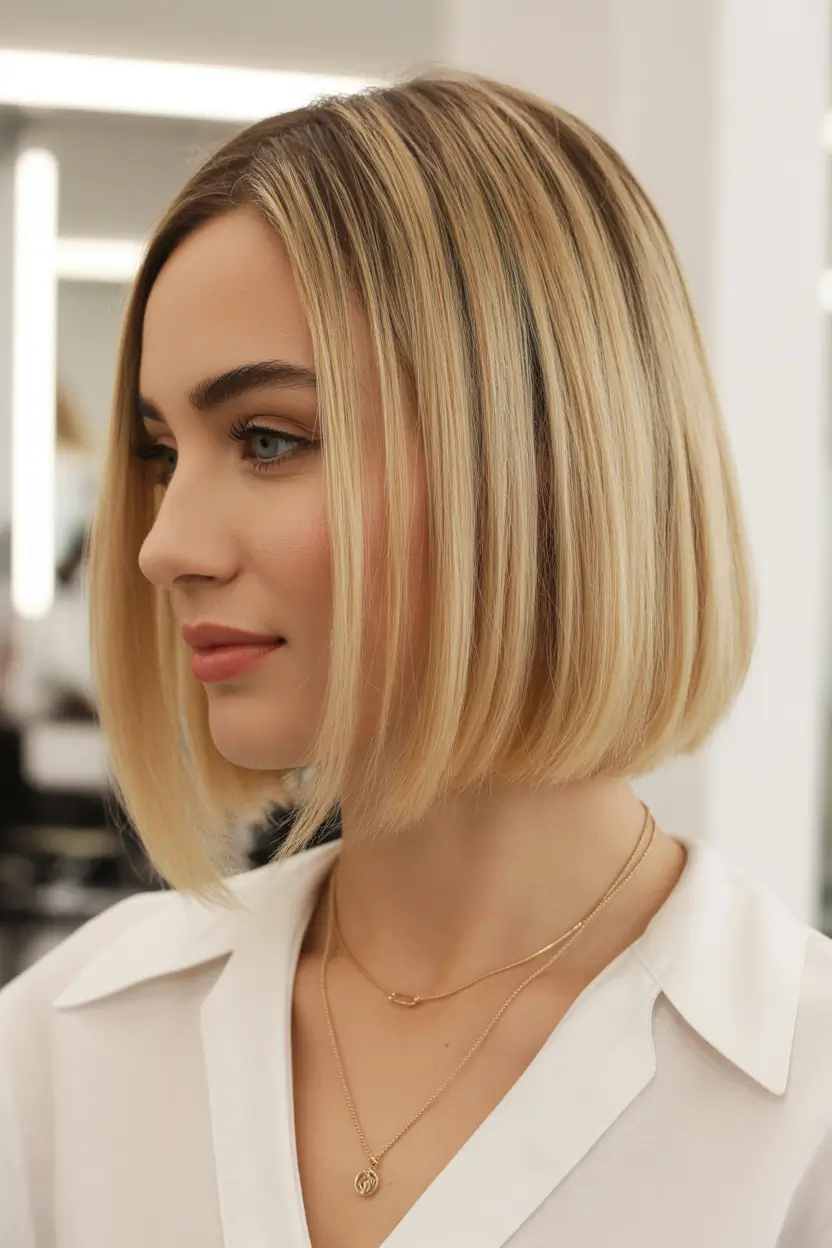 trendy spring bob haircut 2026 sleek vanilla blonde precision bob 16