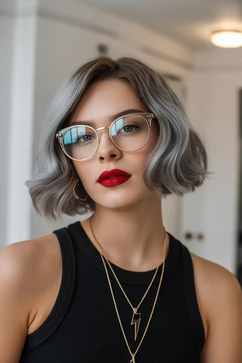 trendy spring bob haircut 2026 cool silver textured bob with modern edge 19
