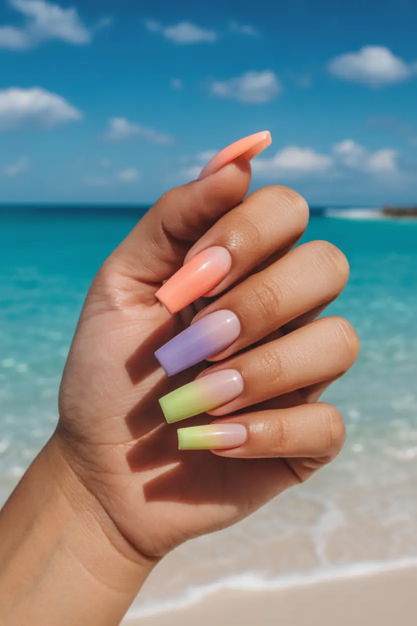 spring break nails 2026 pastel ombre coffin 12