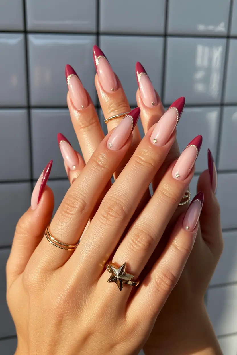 spring break nails 2026 modern crimson french tip