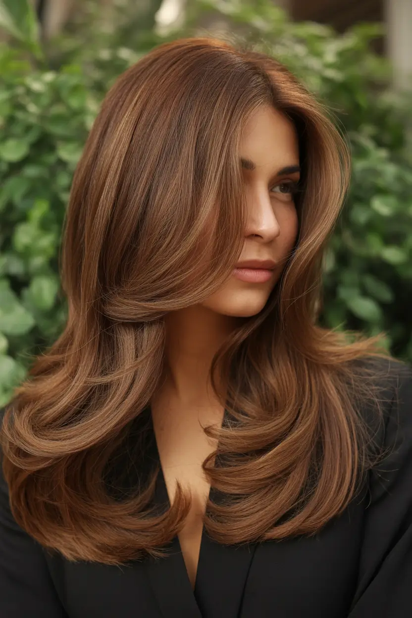 trendy spring long haircut looks 2026 Polished Chestnut Length With Seamless Flow