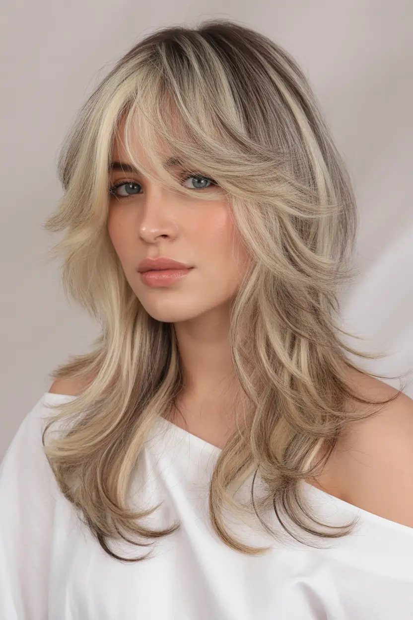 trendy spring long haircut looks 2026 Feathered Platinum Layers With Airy Fringe 6