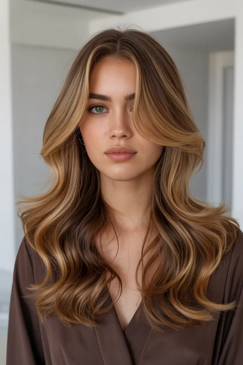 trendy spring long haircut looks 2026 Warm Brunette Flow With Sculpted Face Frame 7