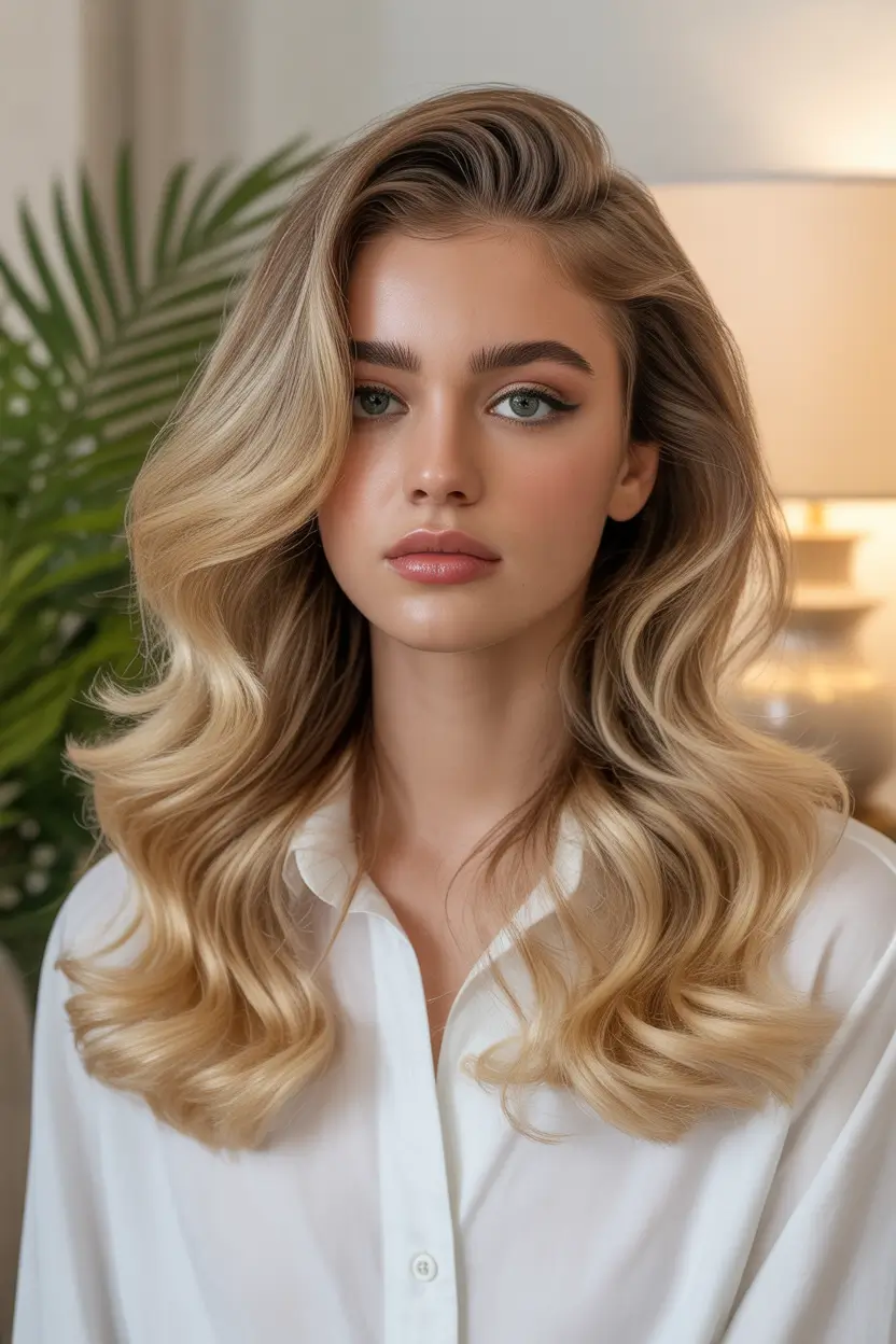 trendy spring long haircut looks 2026 Old Hollywood Volume With Deep Side Sweep 9