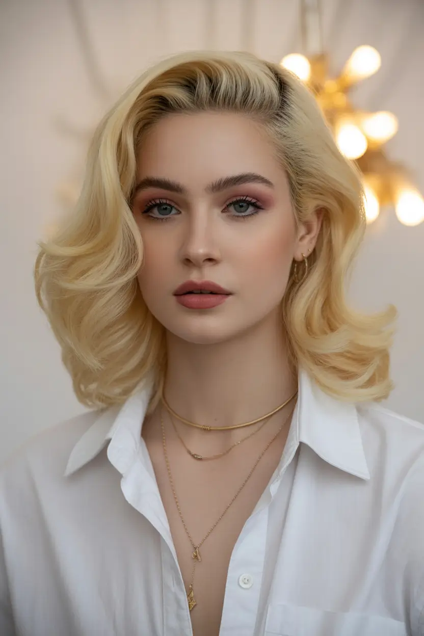 trendy spring short haircut 2026 vintage inspired blonde volume bob 19