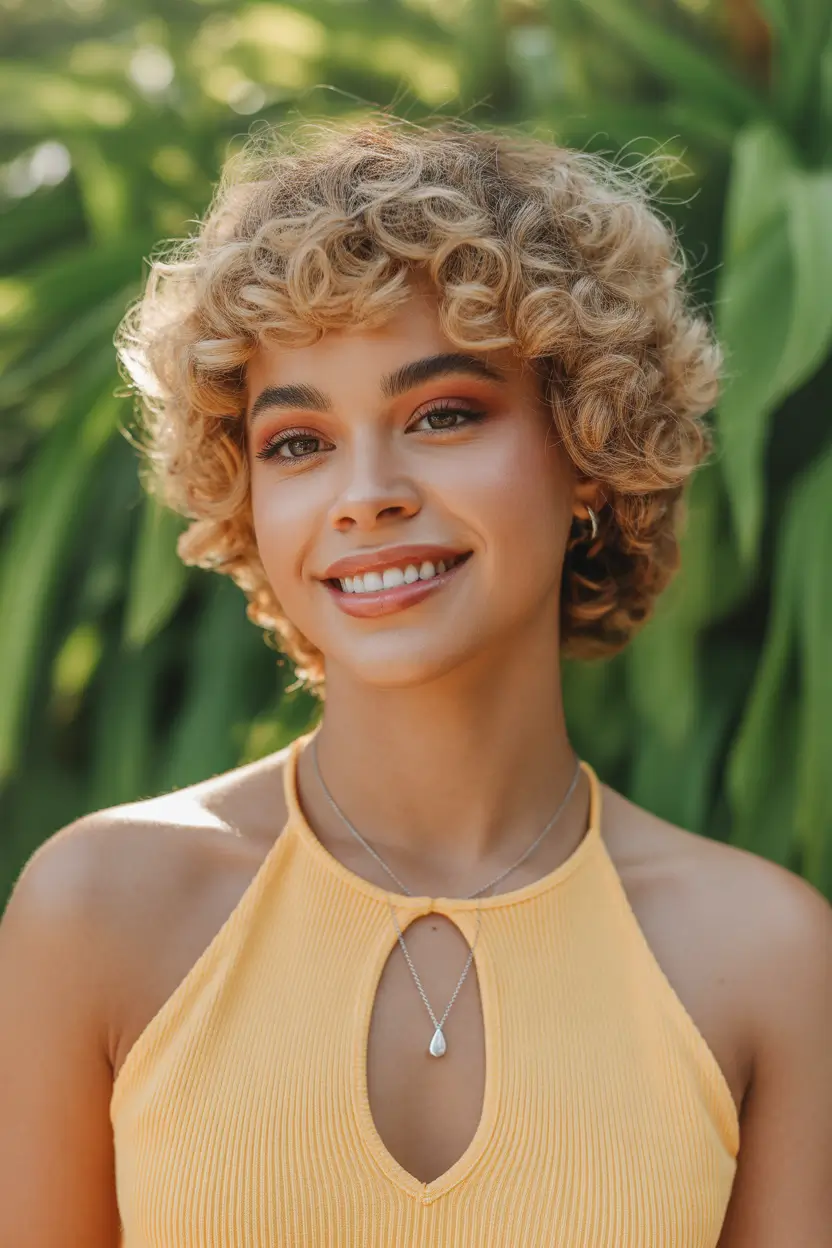 vibrant spring hair color for brown skin 2026 honey blonde pixie 16