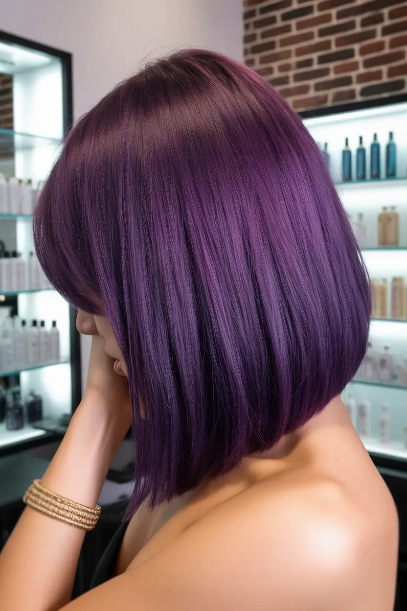 vibrant spring purple hair color ideas 2026 precision plum bob 13