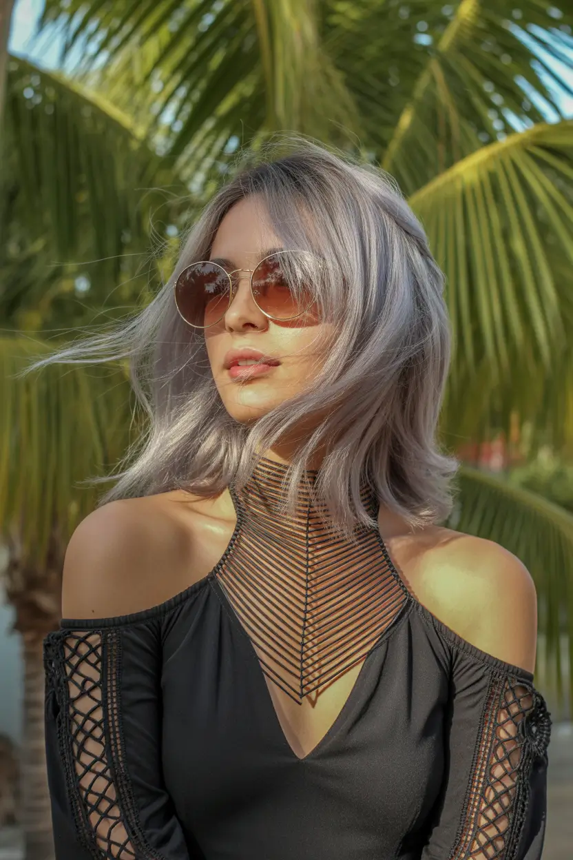 vibrant spring purple hair color ideas 2026 smoky silver lilac bob