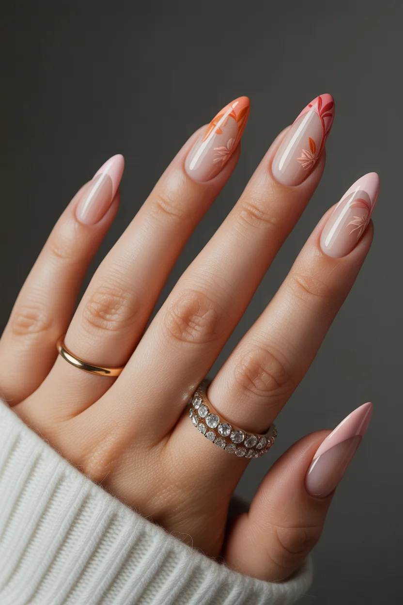 elegant spring floral nails 2026 blush almond with whispered petal french