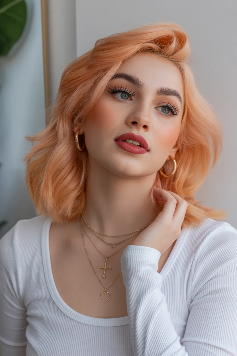 April hair colour ideas 2026 Peachy Apricot Glow 18