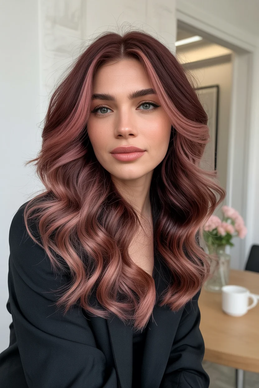 April hair colour ideas 2026 Rosewood Brunette Dimension 7
