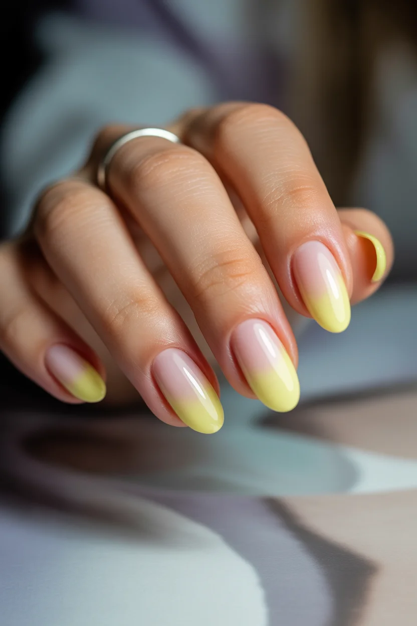April nails 2026 Soft Lemon Ombre Glow 16