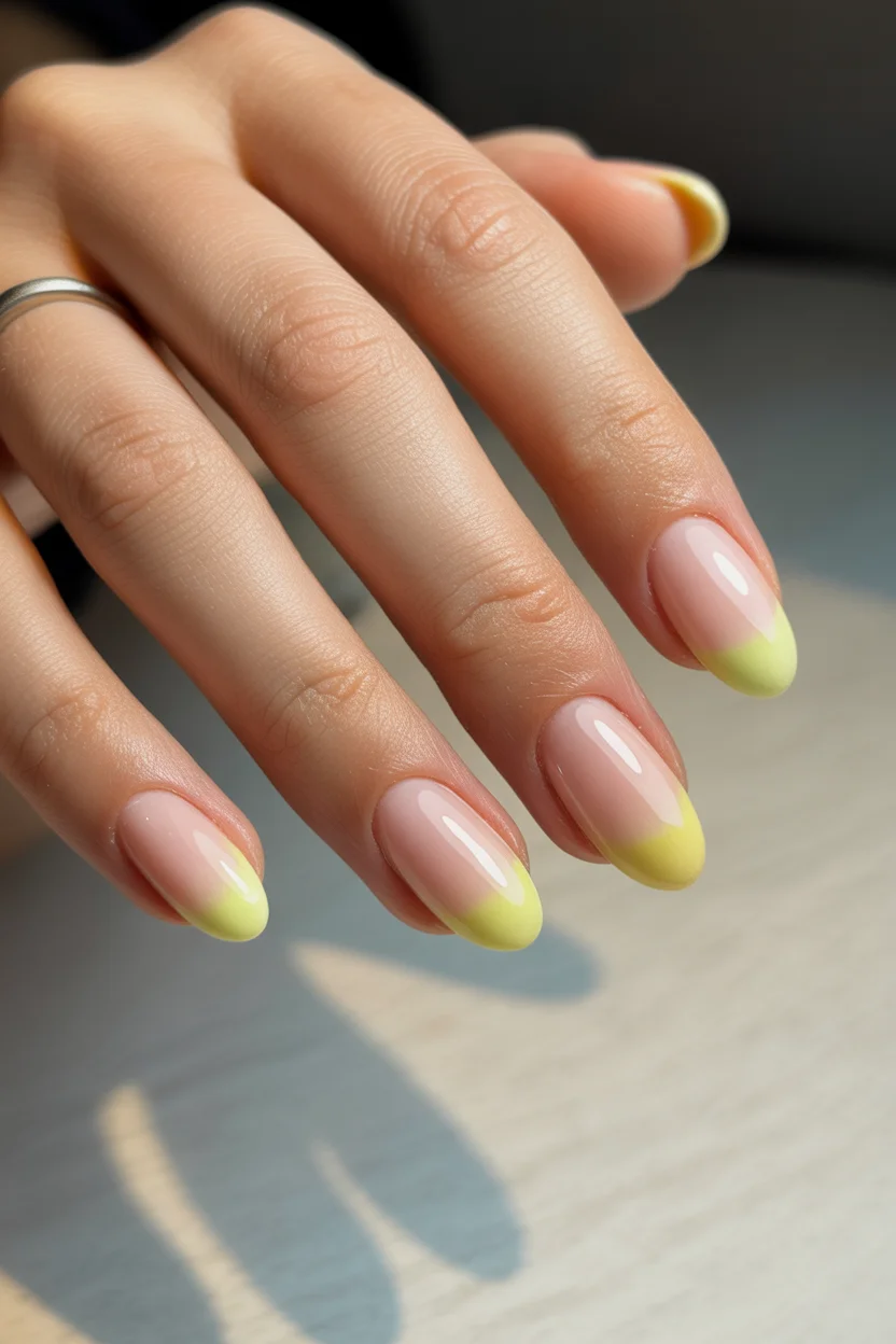 April nails 2026 Soft Lemon Gradient French 9