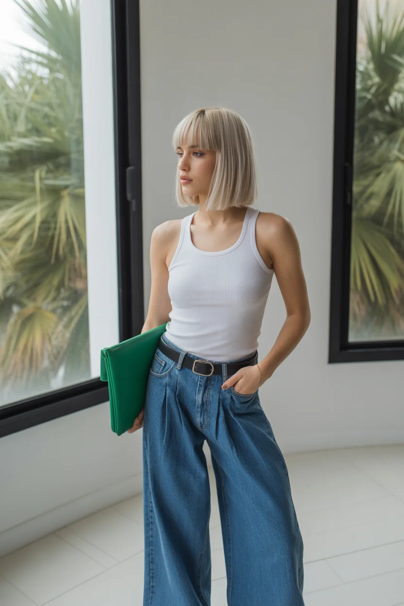 April outfits 2026 Clean Tank and Structured Denim Modern Simplicity 18