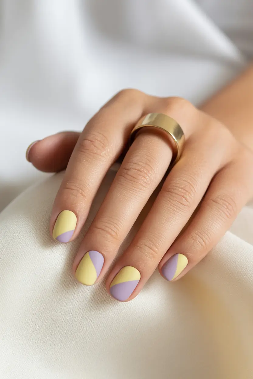best short spring nails 2026 pastel-diagonal-color-block-10
