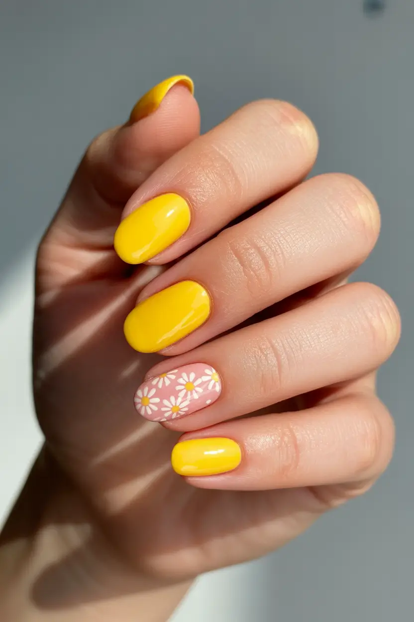 best short spring nails 2026 sunshine-daisy-14