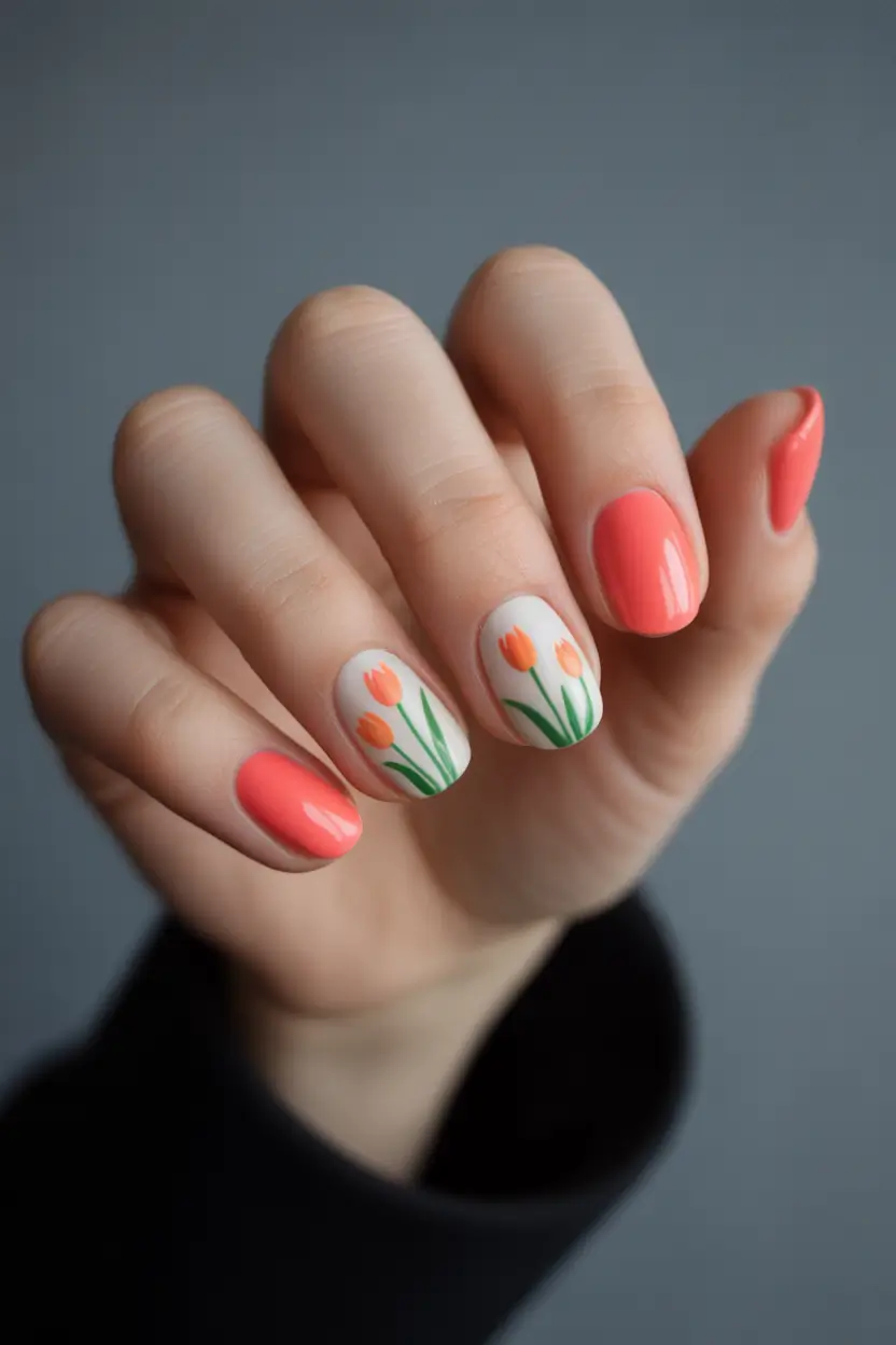 best short spring nails 2026 coral-tulip-19