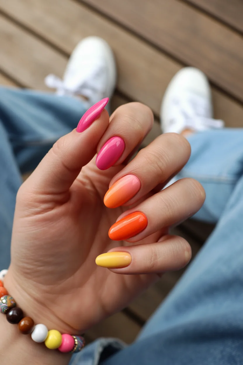 best spring aura nails 2026 Playful Color Block Aura Mix 16