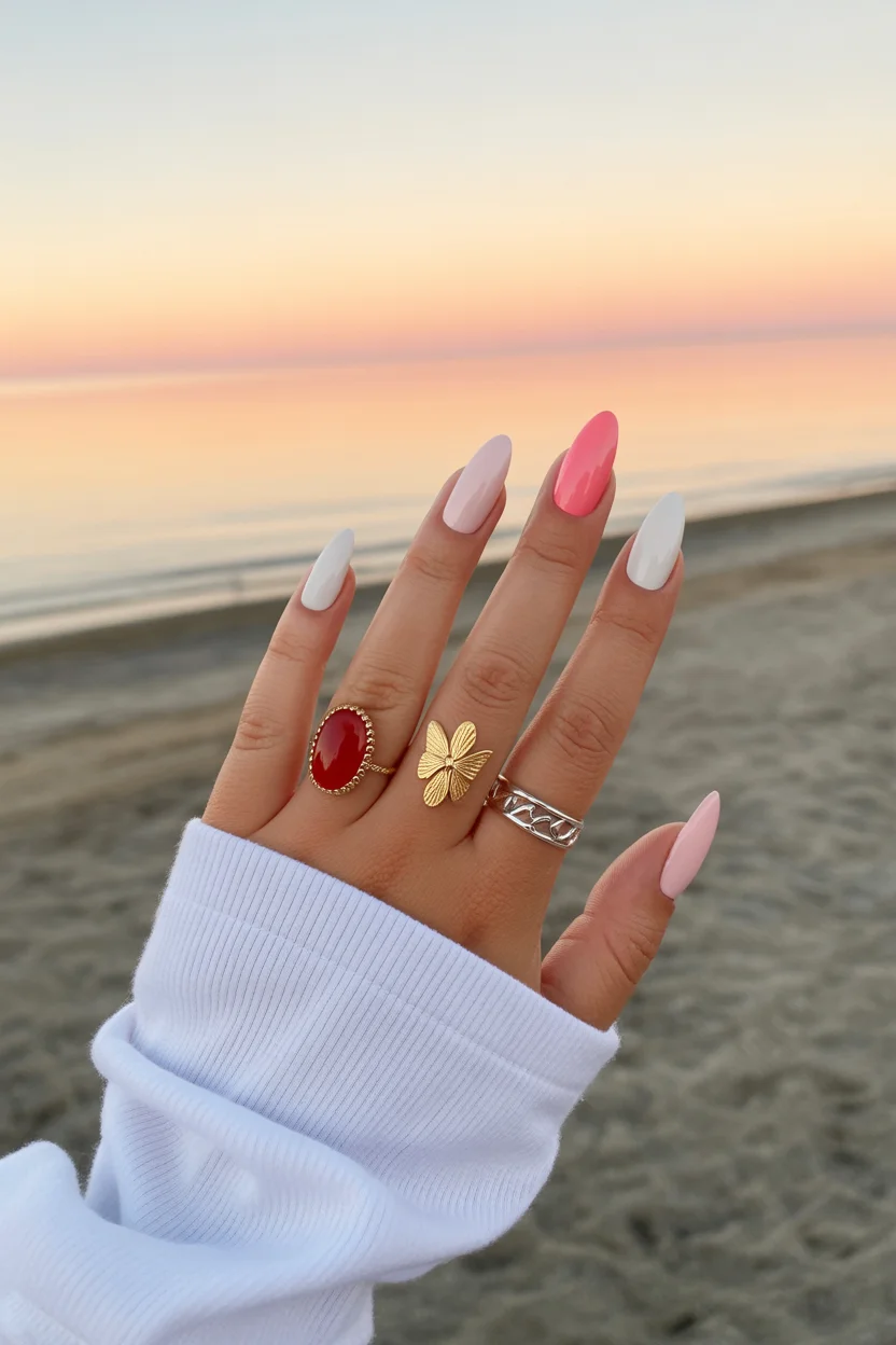 best spring nails simple 2026 almond pink minimalist nails 12