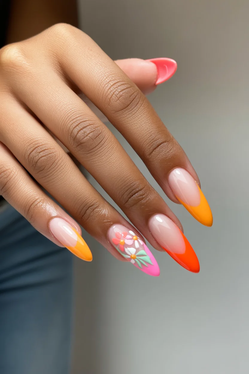 best spring nails simple 2026 gradient french tips floral accent 19