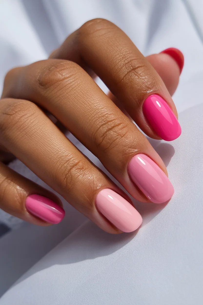 best spring nails simple 2026 pink gradient manicure